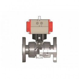 Кран шаровой ХПВХ с пневмоприводом ДвД фланцевый промышленный FKM D40 (DN32) FIP