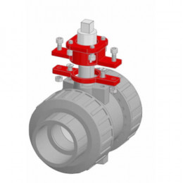 Кран шаровой ХПВХ муфтовый промышленный c площадкой под привод EPDM D32 (DN25) COMER